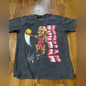 Rodman Apparel Shirt Black Graphic 91 Basketball Caricature Tee men's sz Large